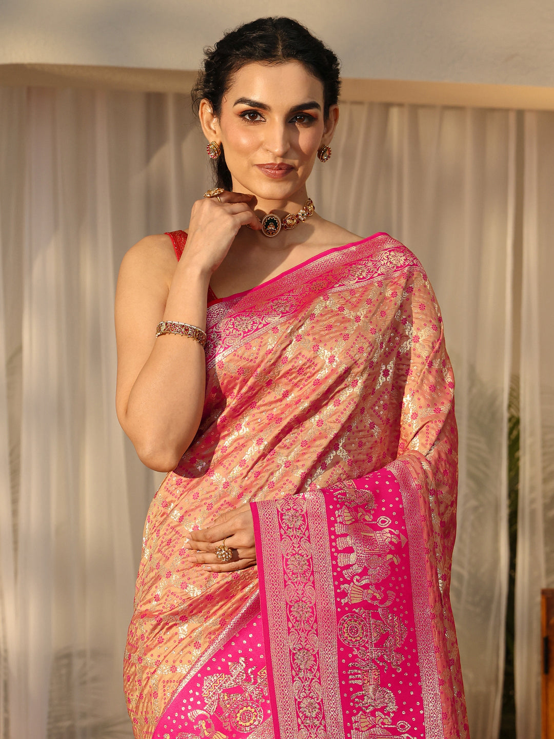  Mustard Gharchola Silk Blend Saree 
