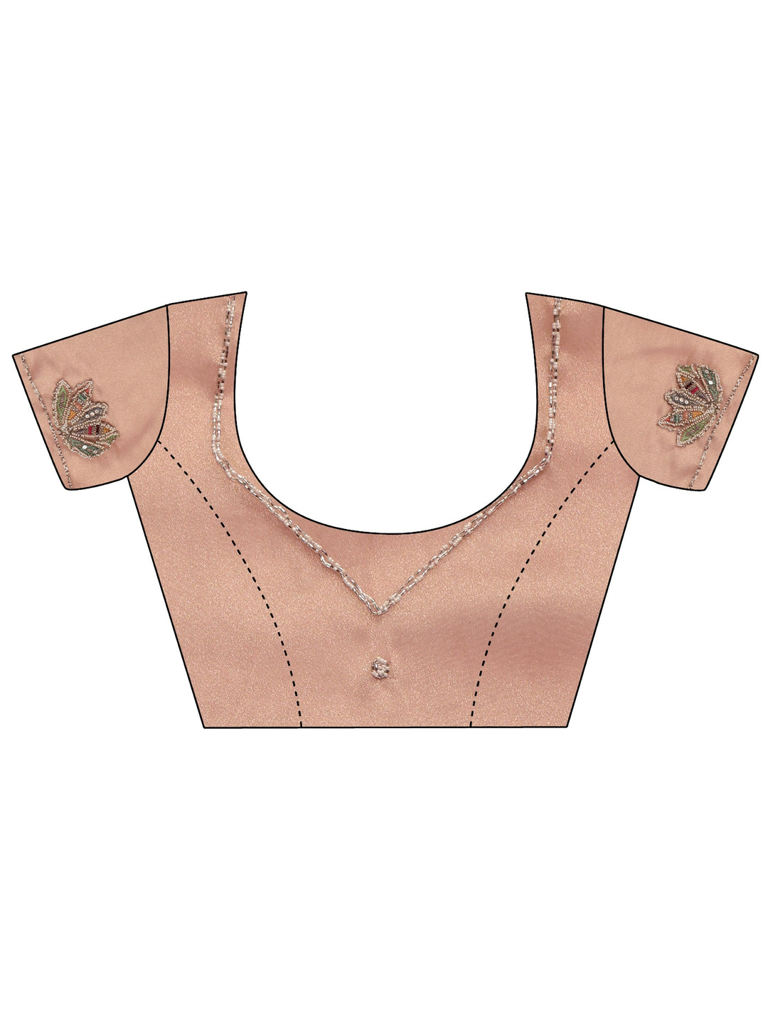  Peach Floral Embroidered Tissue Saree 