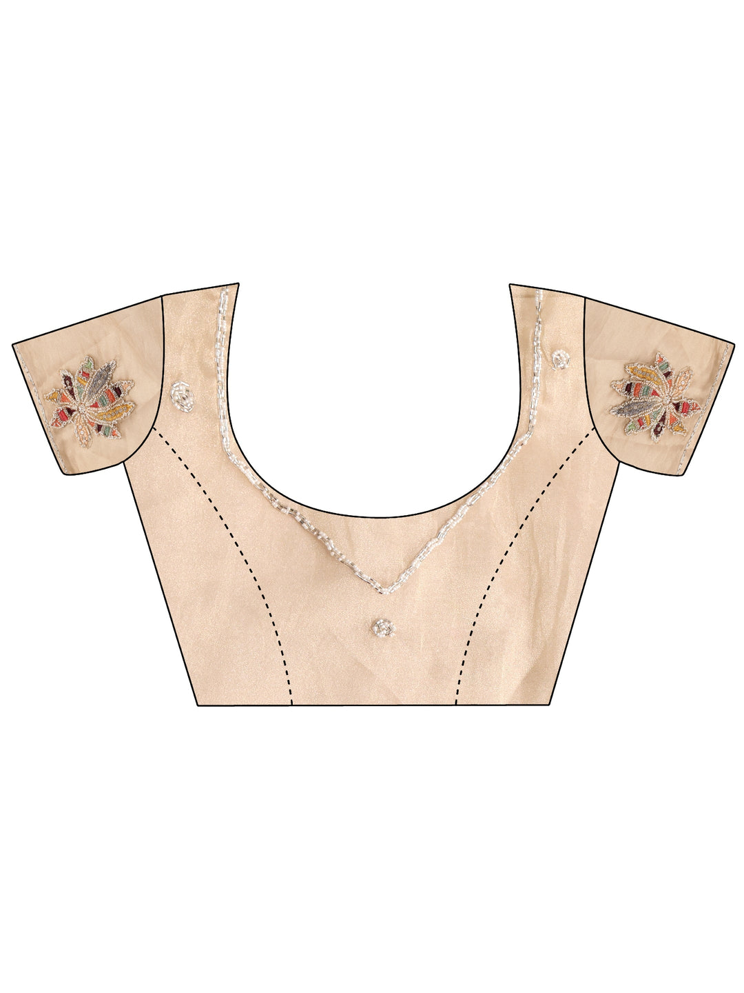  Gold Floral Embroidered Tissue Saree 