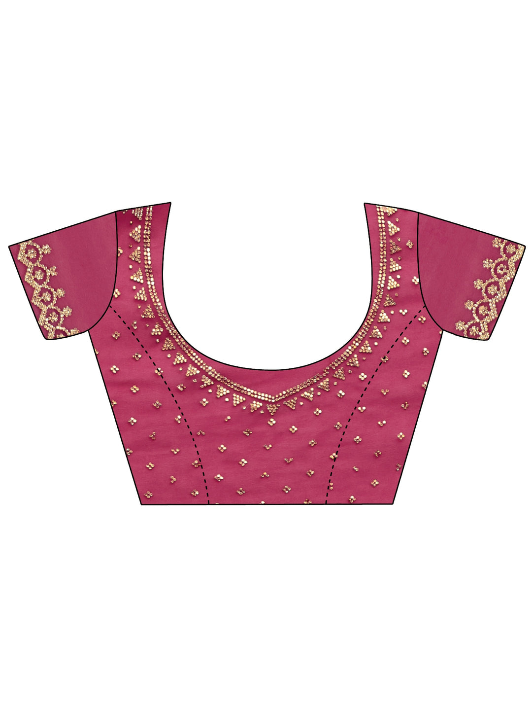  Magenta Pink Floral Embellished Georgette Saree 