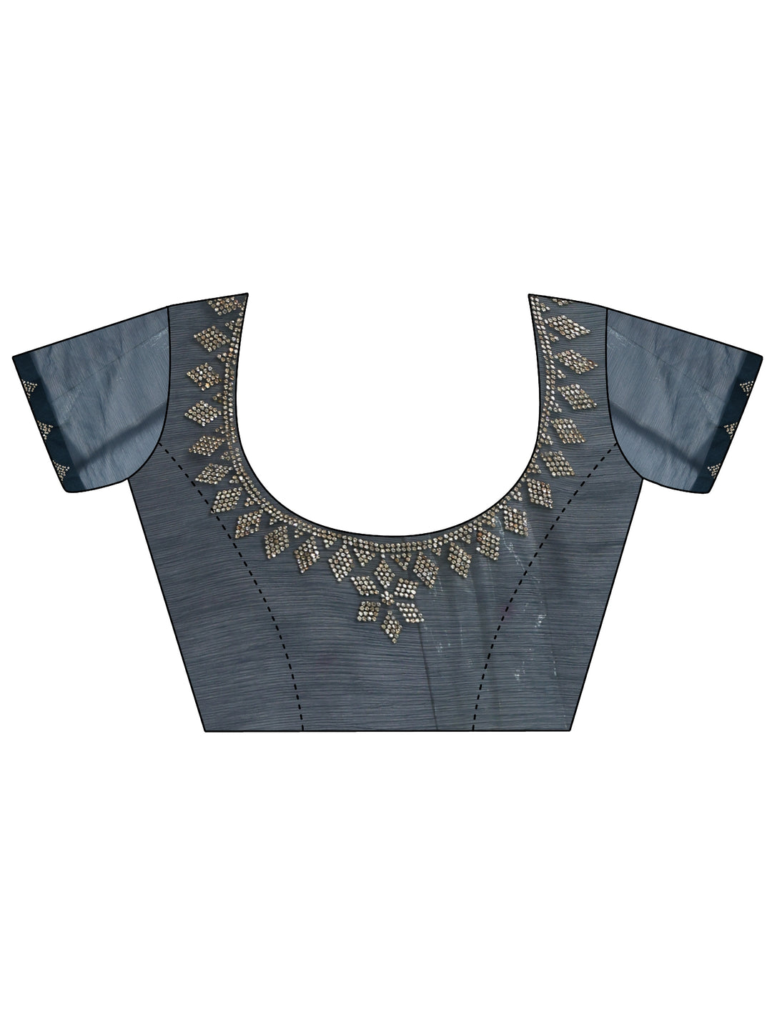  Peacock Blue Floral Embellished Georgette Saree 