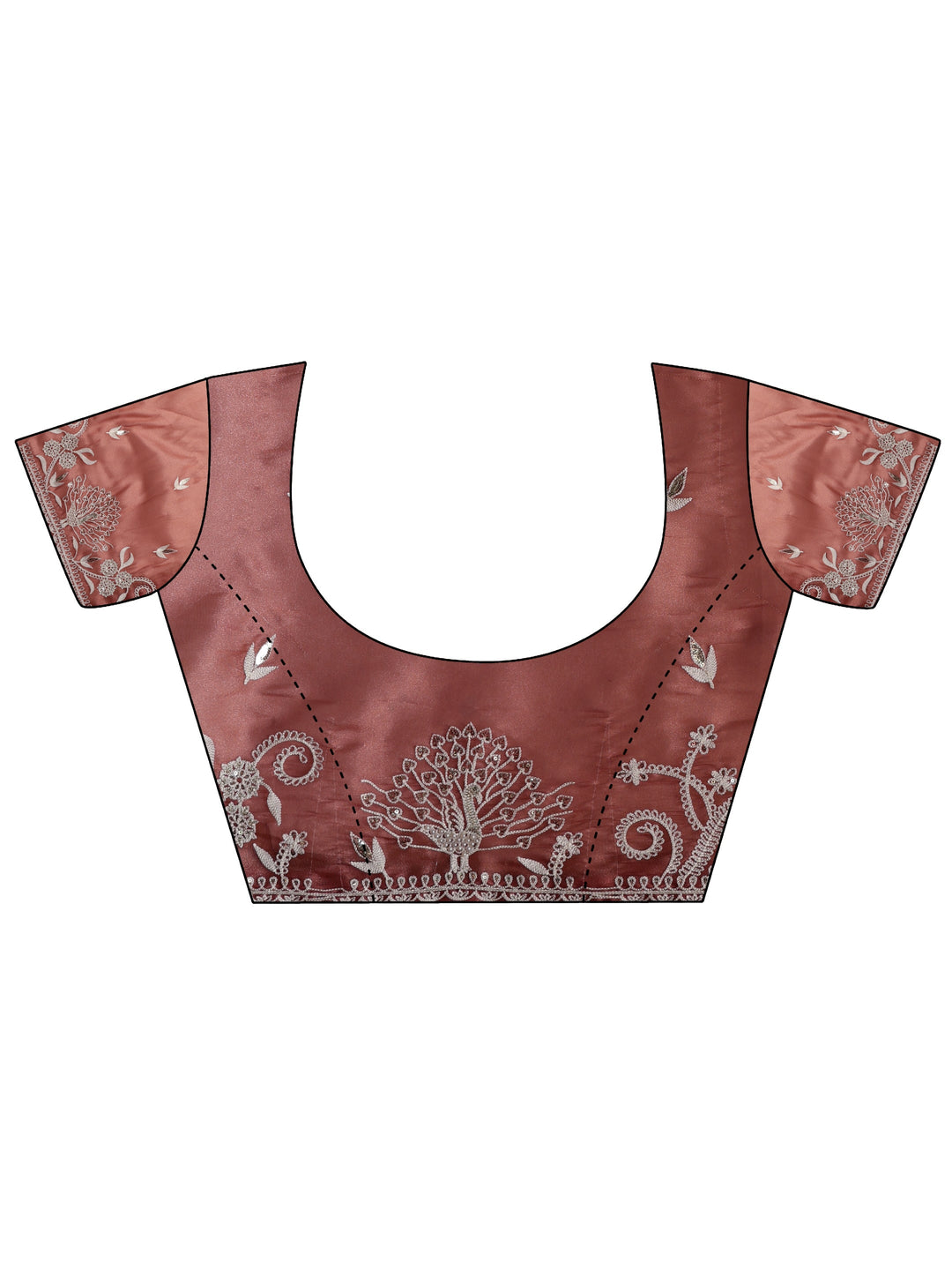  Peach Floral Embroidered Tissue Saree 