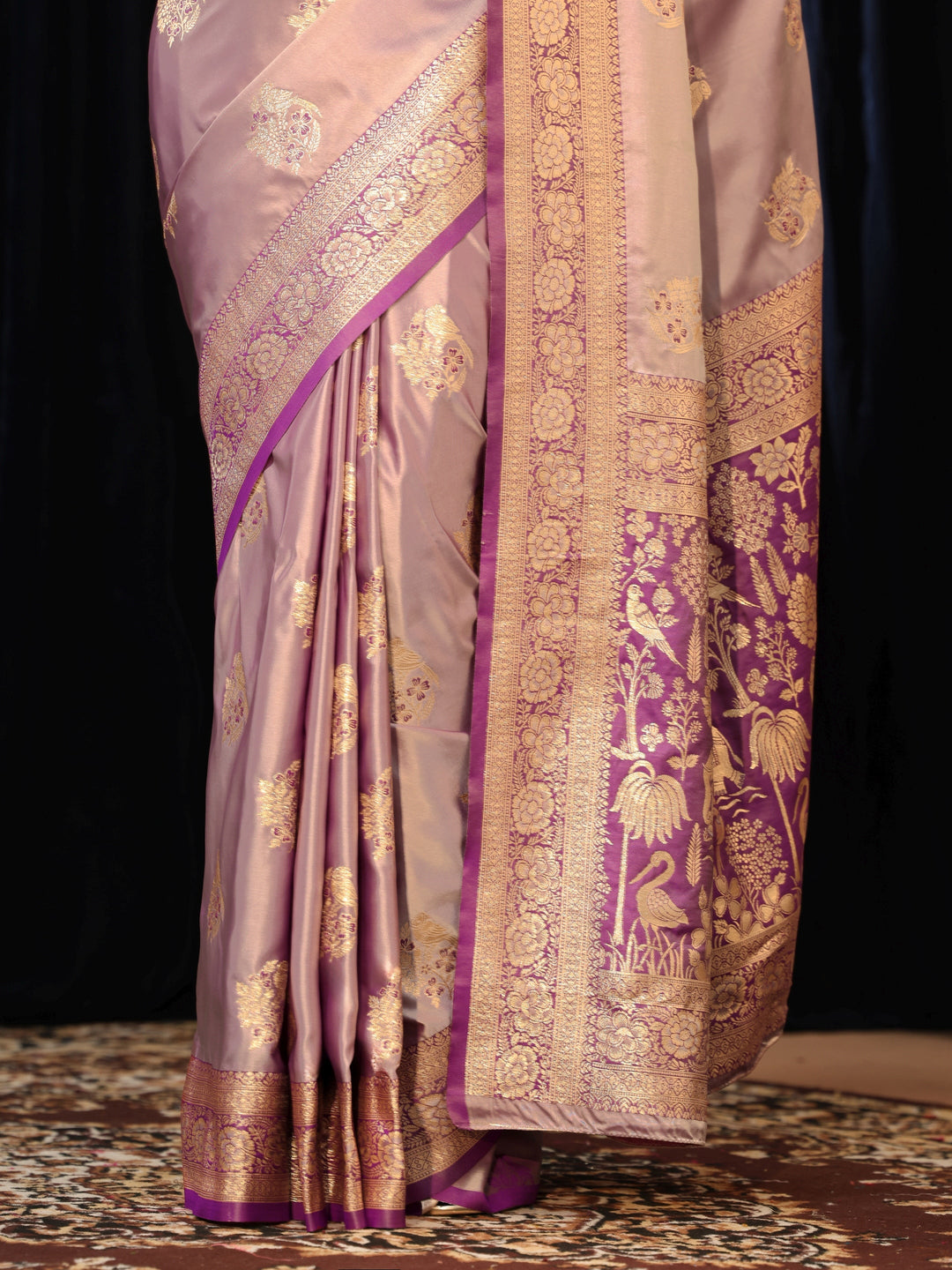  Lavender Banarasi Silk Blend Saree 