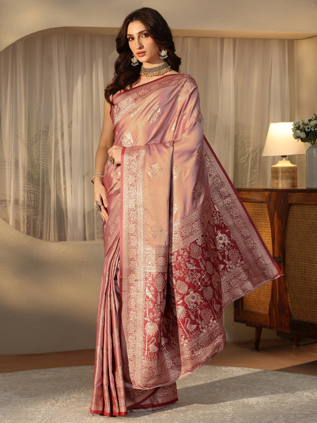  Mauve Banarasi Silk Blend Saree 