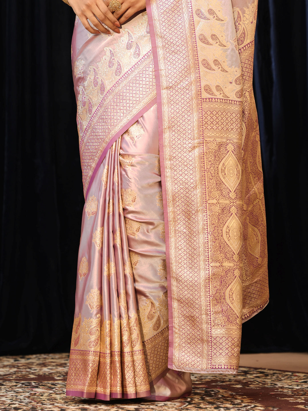  Lavender Banarasi Silk Blend Saree 