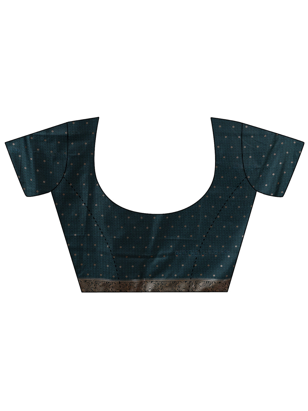  Teal Blue Elephant Woven Design Silk Blend Saree 