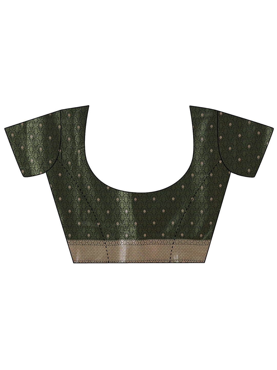  Olive Green Floral Woven Design Silk Blend Saree 