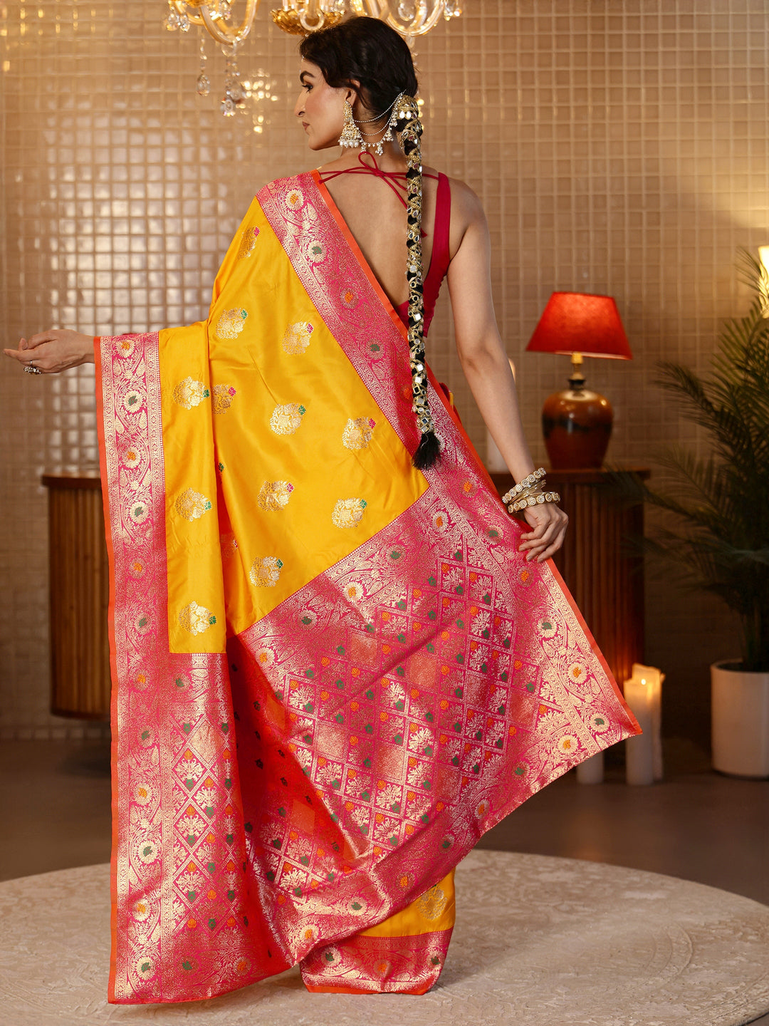 Mustard Banarasi Silk Blend Saree 