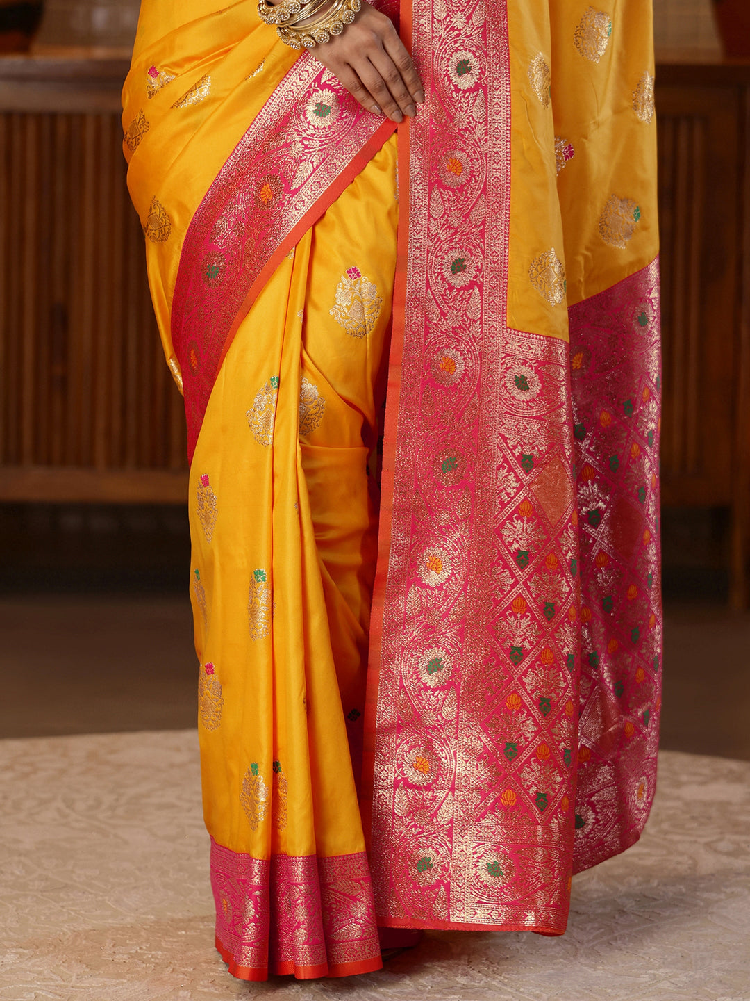  Mustard Banarasi Silk Blend Saree 
