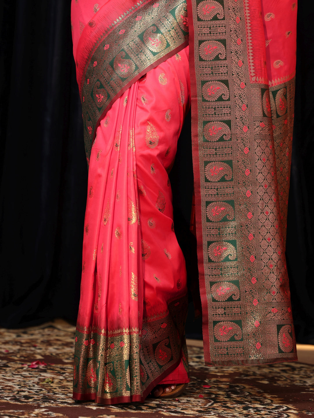  Coral Banarasi Silk Blend Saree 