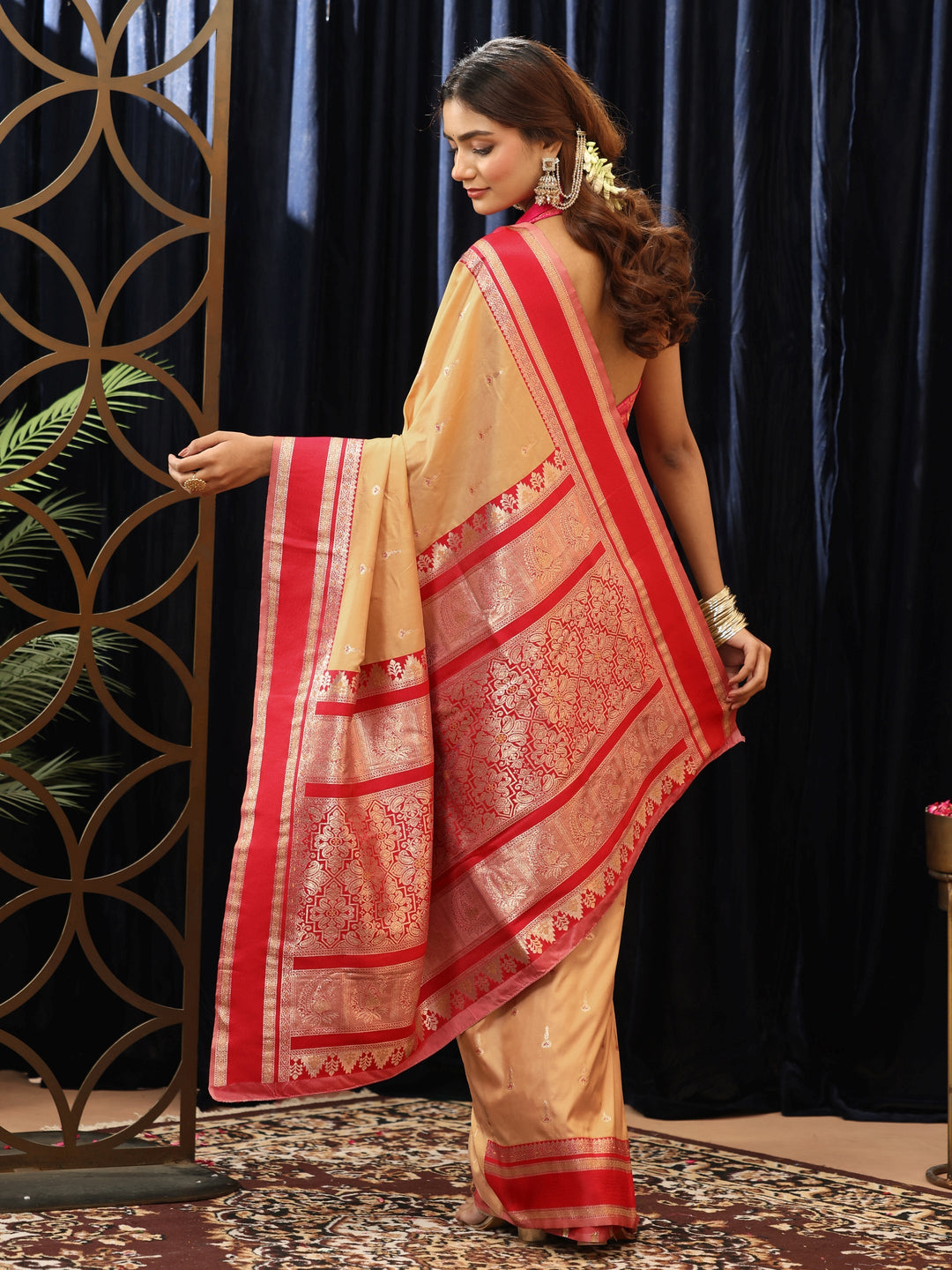  Beige Kanjeevaram Silk Blend Saree 