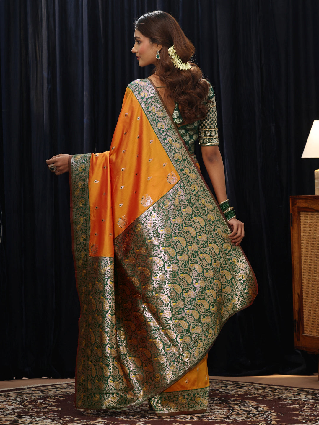  Mustard Banarasi Silk Blend Saree 
