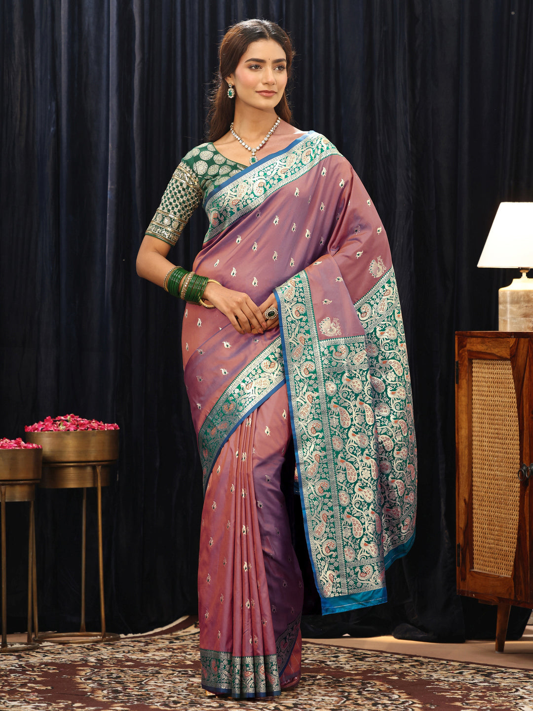  Mauve Banarasi Silk Blend Saree 