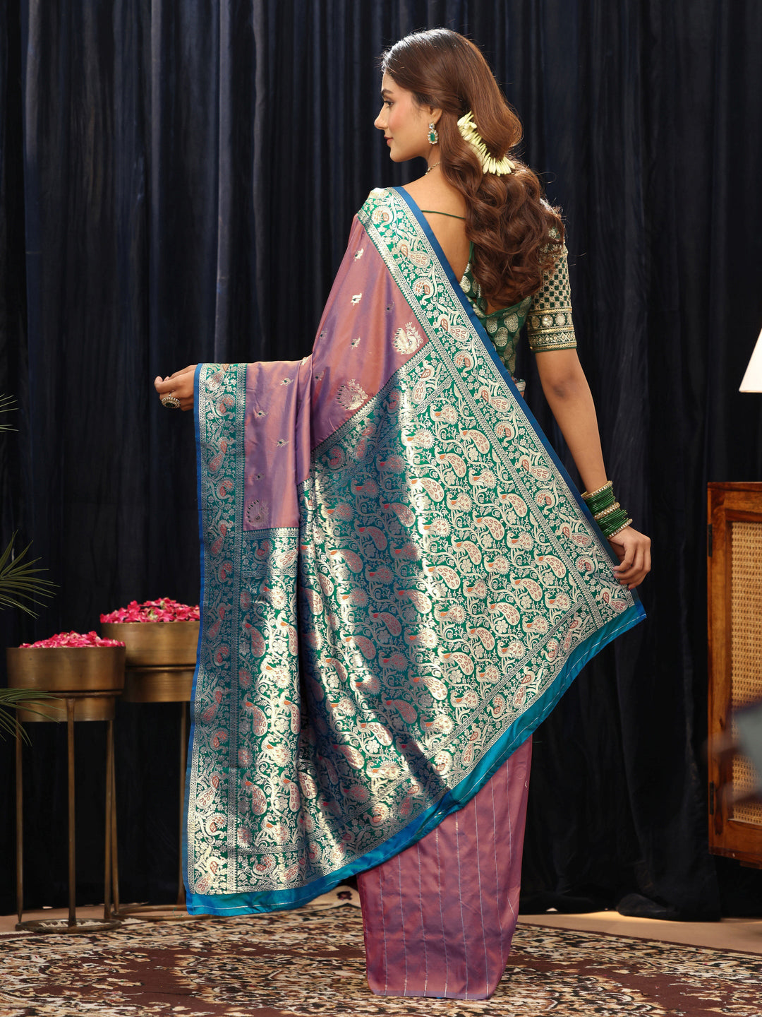  Mauve Banarasi Silk Blend Saree 