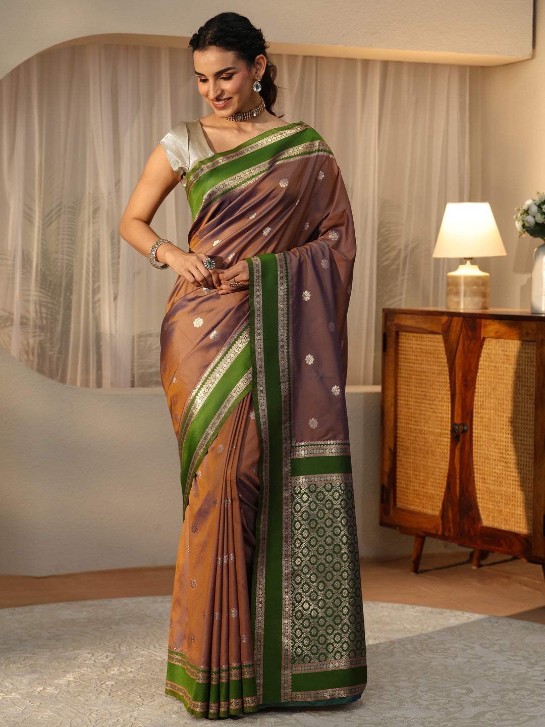  Brown Kanjeevaram Silk Blend Saree 
