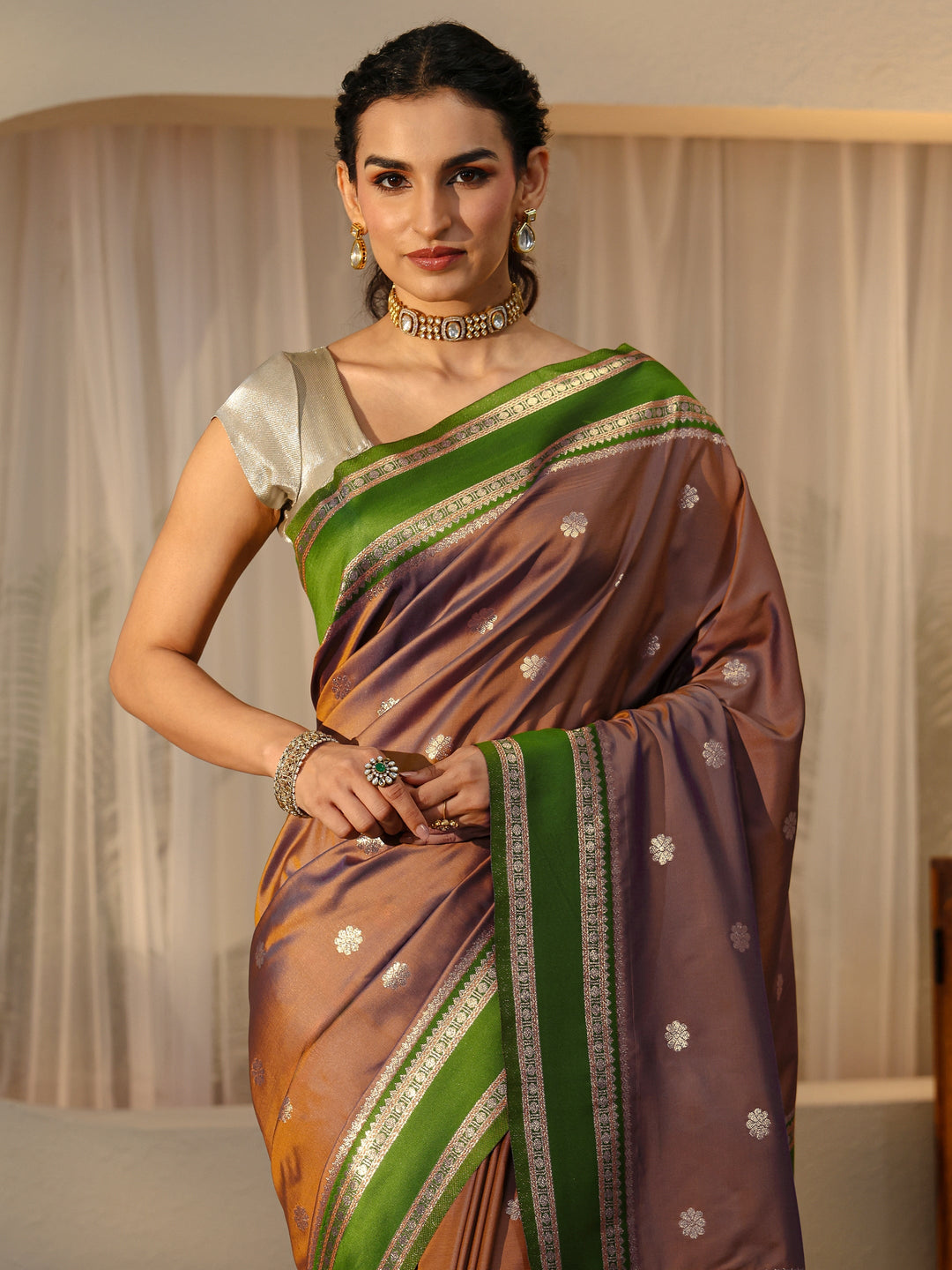  Brown Kanjeevaram Silk Blend Saree 