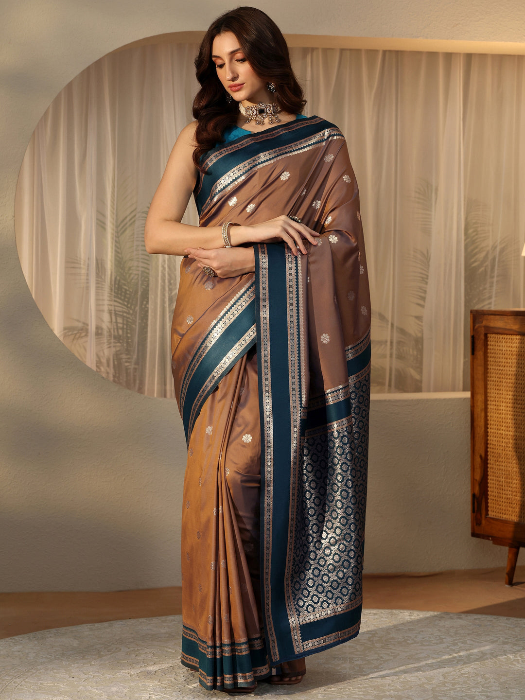  Brown Kanjeevaram Silk Blend Saree 
