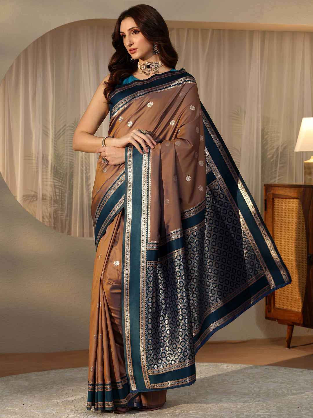  Brown Kanjeevaram Silk Blend Saree 