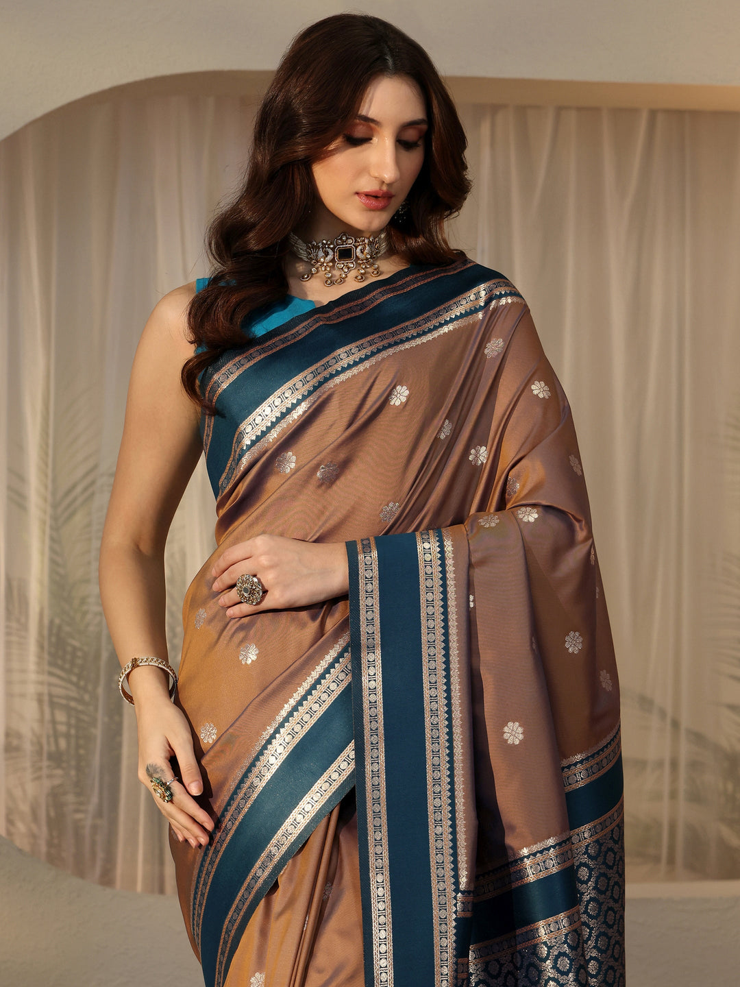  Brown Kanjeevaram Silk Blend Saree 