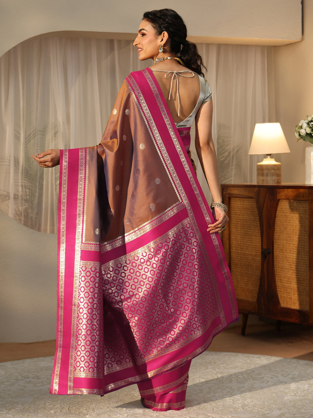  Brown Kanjeevaram Silk Blend Saree 