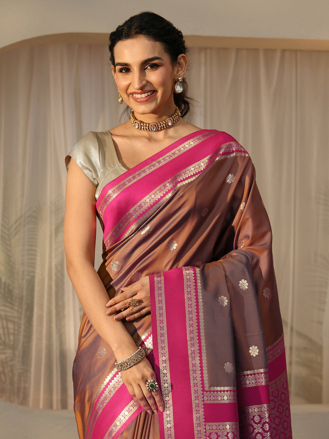 Brown Kanjeevaram Silk Blend Saree 