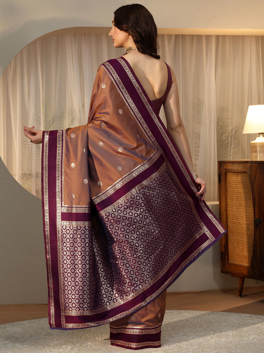  Brown Kanjeevaram Silk Blend Saree 