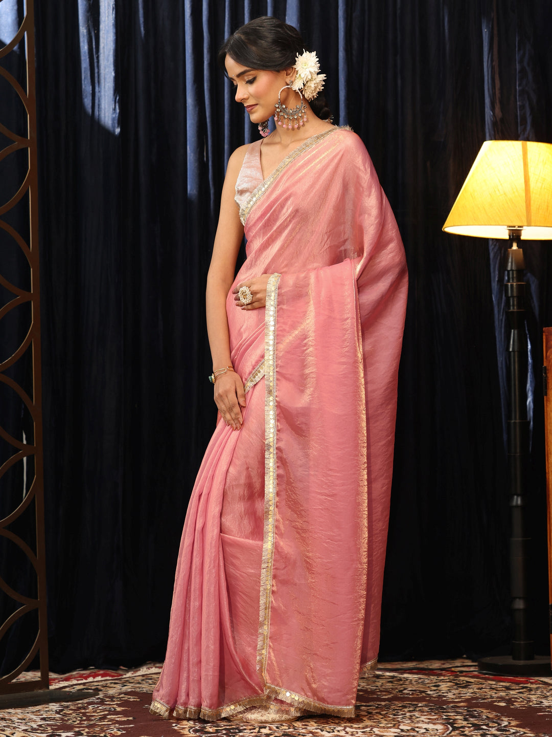  Baby Pink Silk Blend Saree 