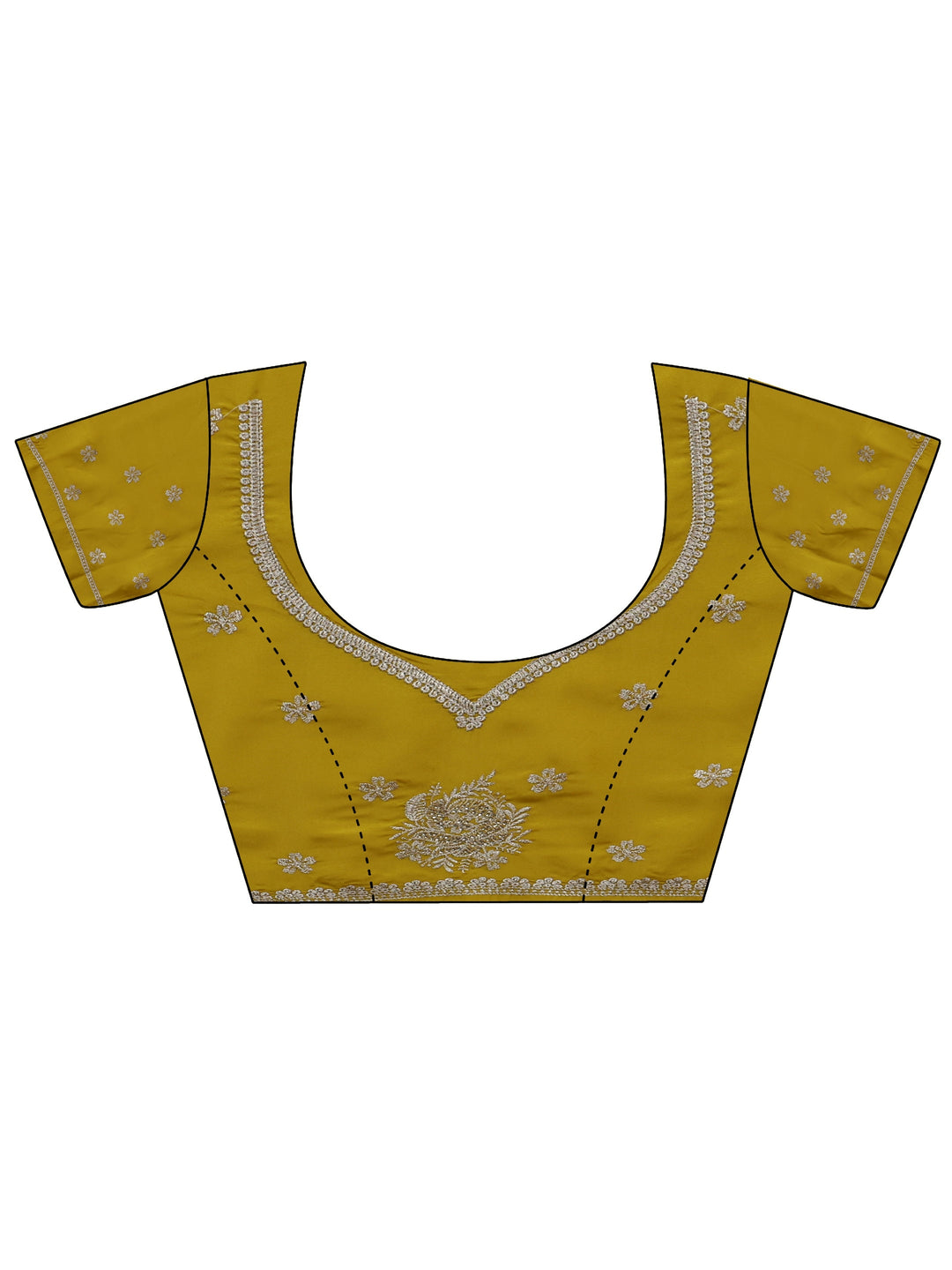  Yellow Floral Embellished Silk Blend Saree 