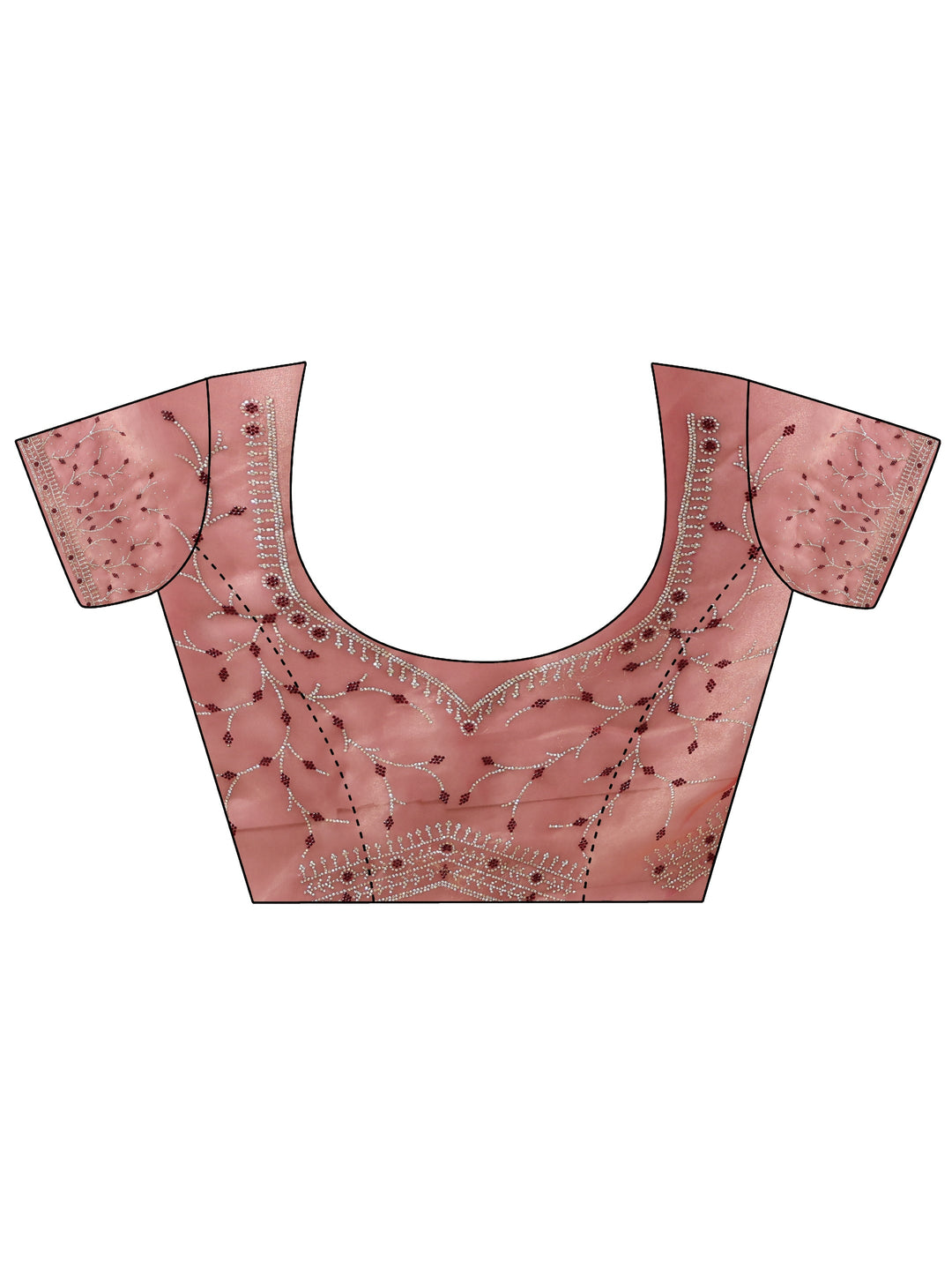  Cerise Pink Bead Work Tissue Saree 