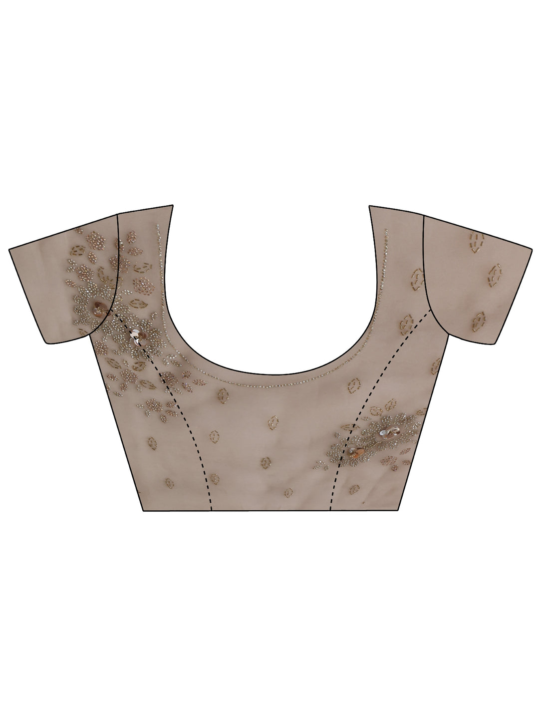  Cream Floral Embellished Tissue Saree 