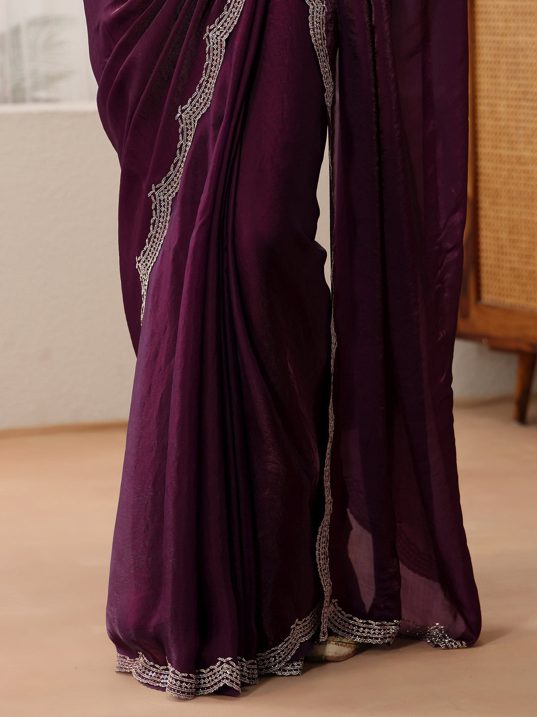  Aubergine Silk Blend Saree 