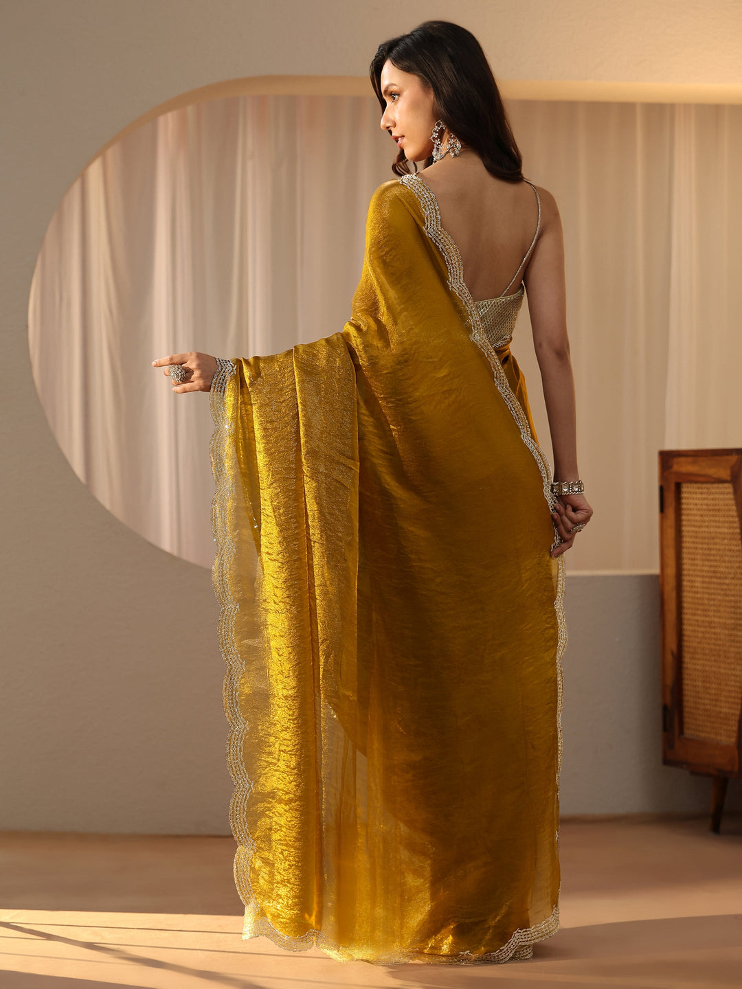  Golden Mustard Silk Blend Saree 