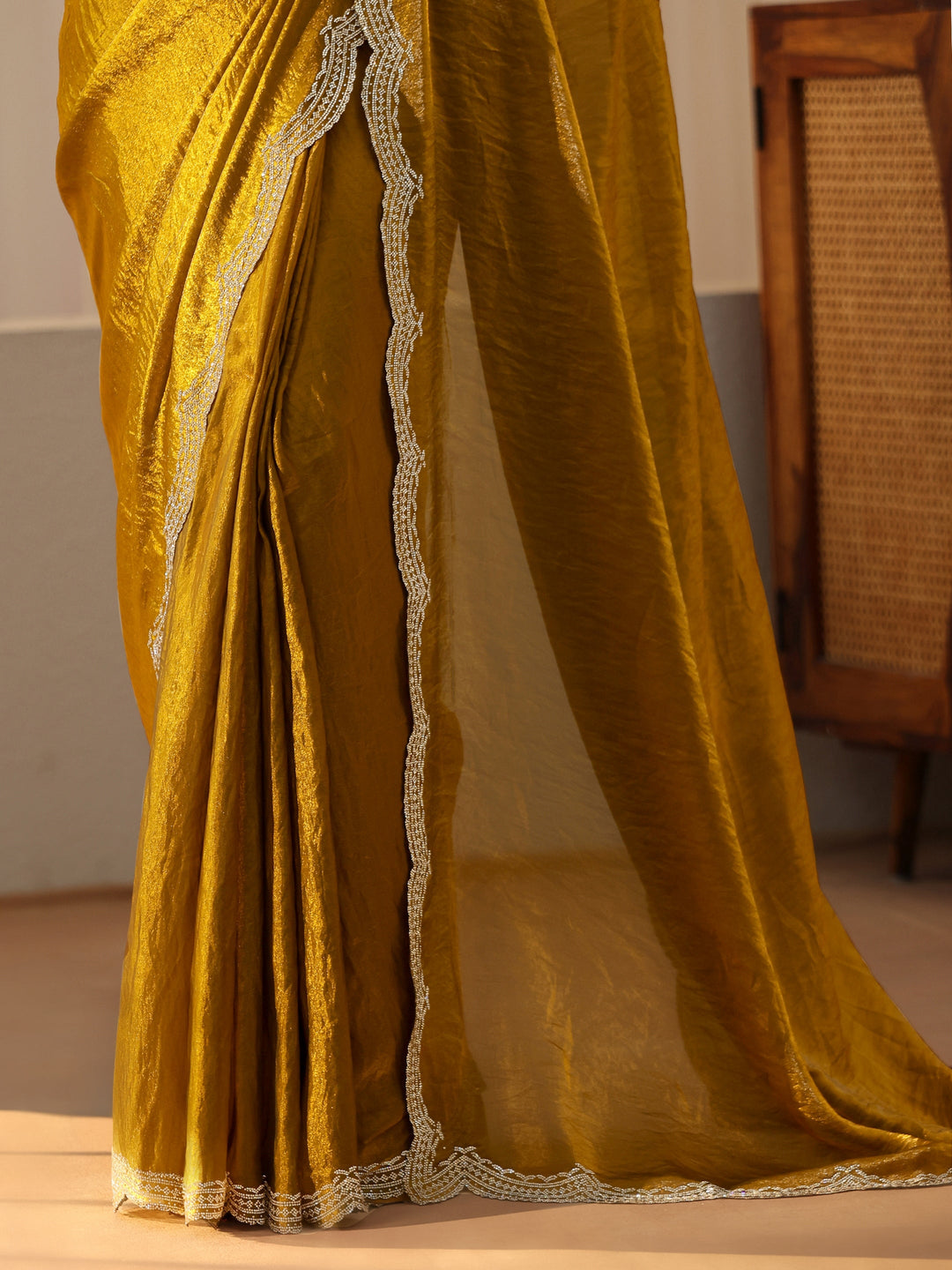  Golden Mustard Silk Blend Saree 