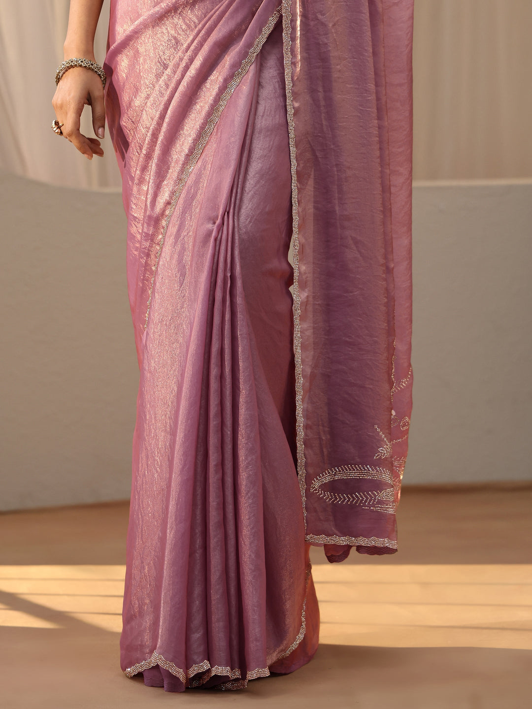  Lavender Embellished Silk Blend Saree 