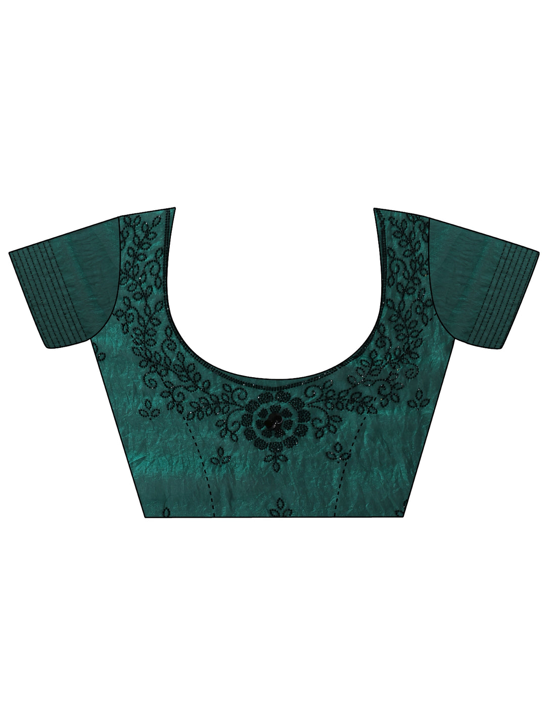  Bottle Green Tissue Saree with Embellished Border 