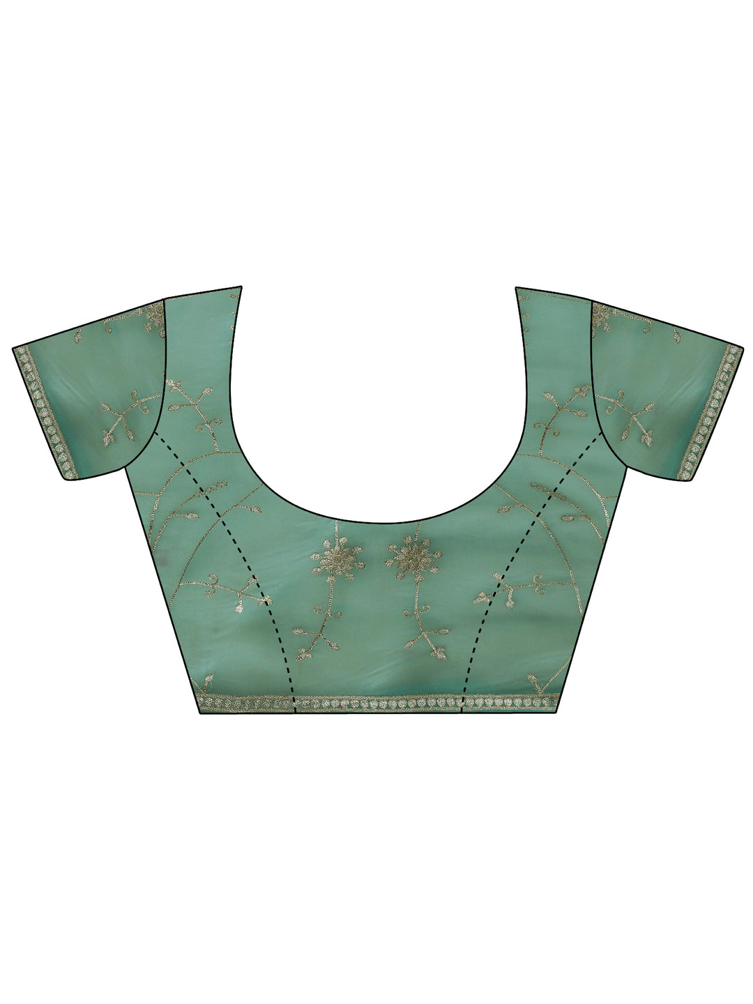  Libas Sea Green Floral Embroidered Tissue Saree 