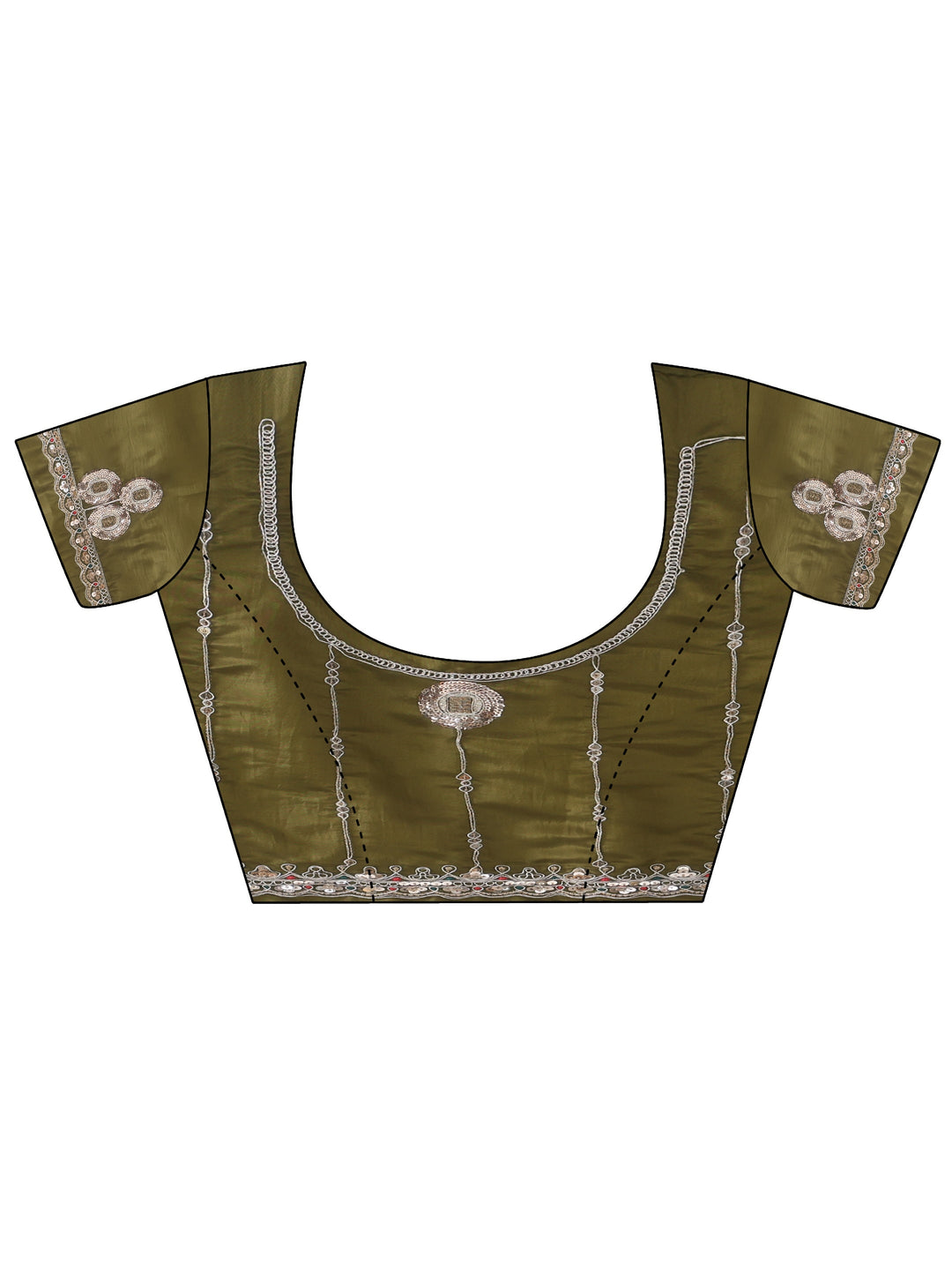  Libas Olive Green Embroidered Silk Blend Saree 