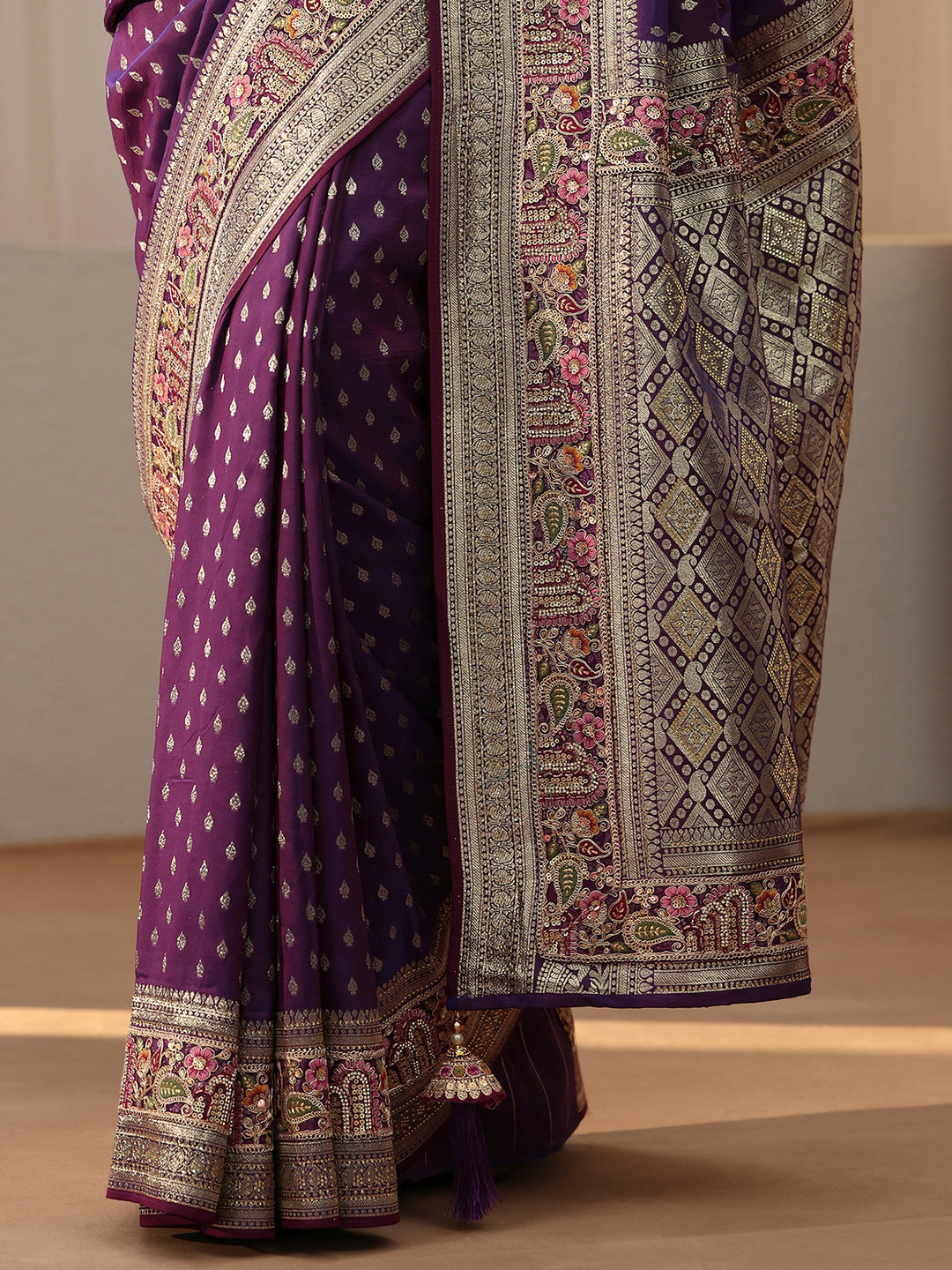  Libas Art Dark Purple Silk Blend Saree 