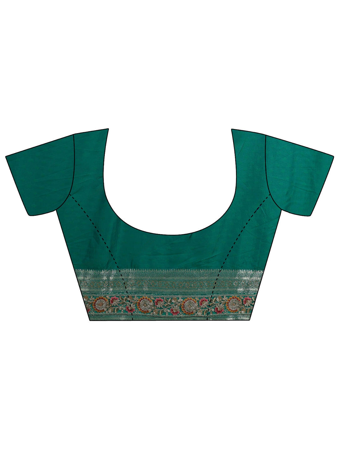  Libas Art Emerald Green Silk Blend Saree with Woven Border 