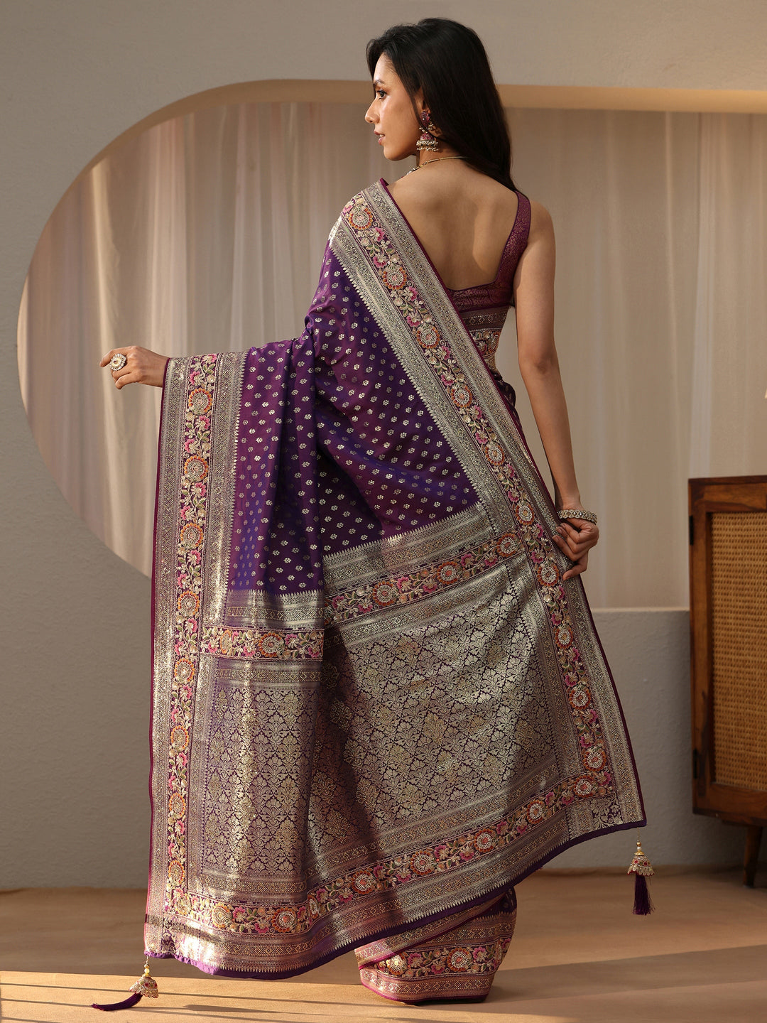  Libas Art Dark Purple Silk Blend Saree 