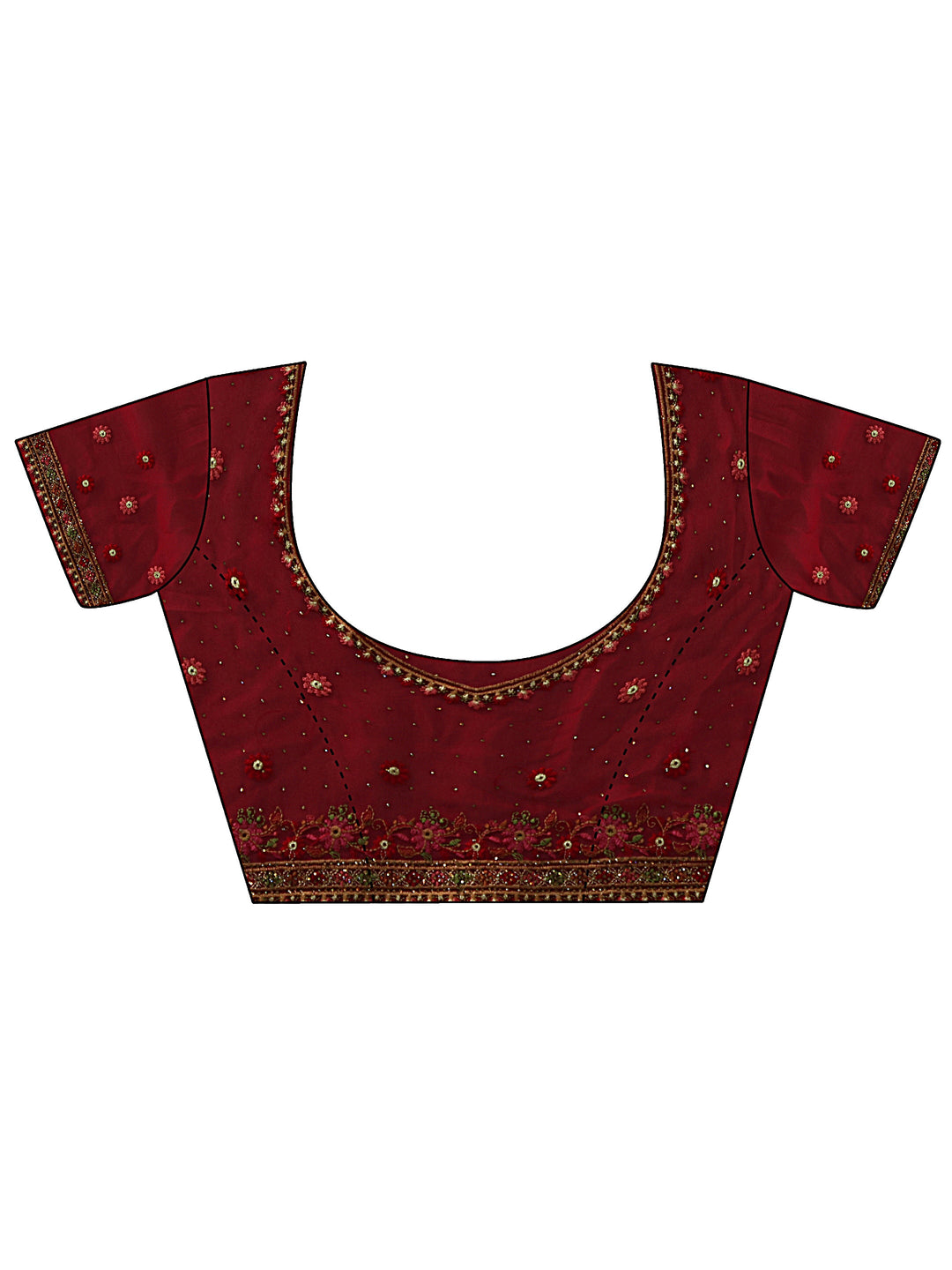  Aari Embroidered Magenta Pink Georgette Saree 