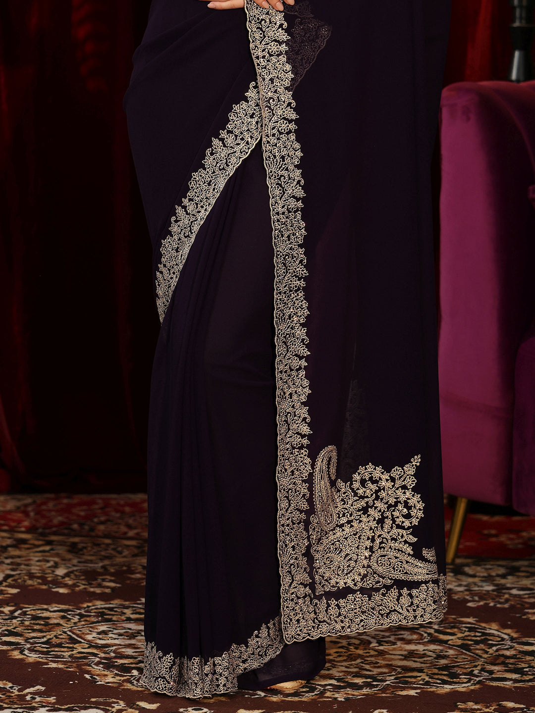  Royal Purple Georgette Saree 