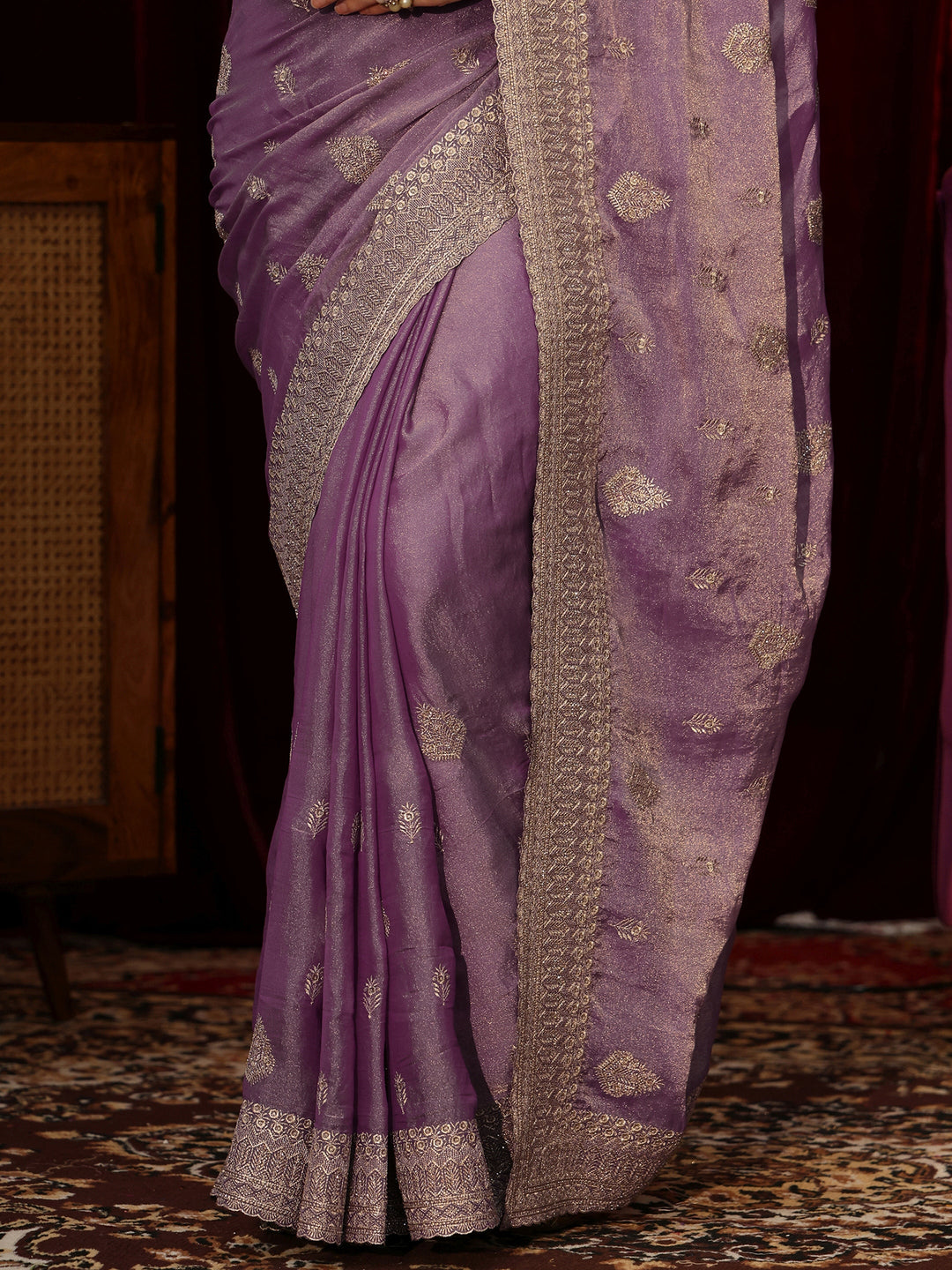  Lavender Embellished Tissue Saree 