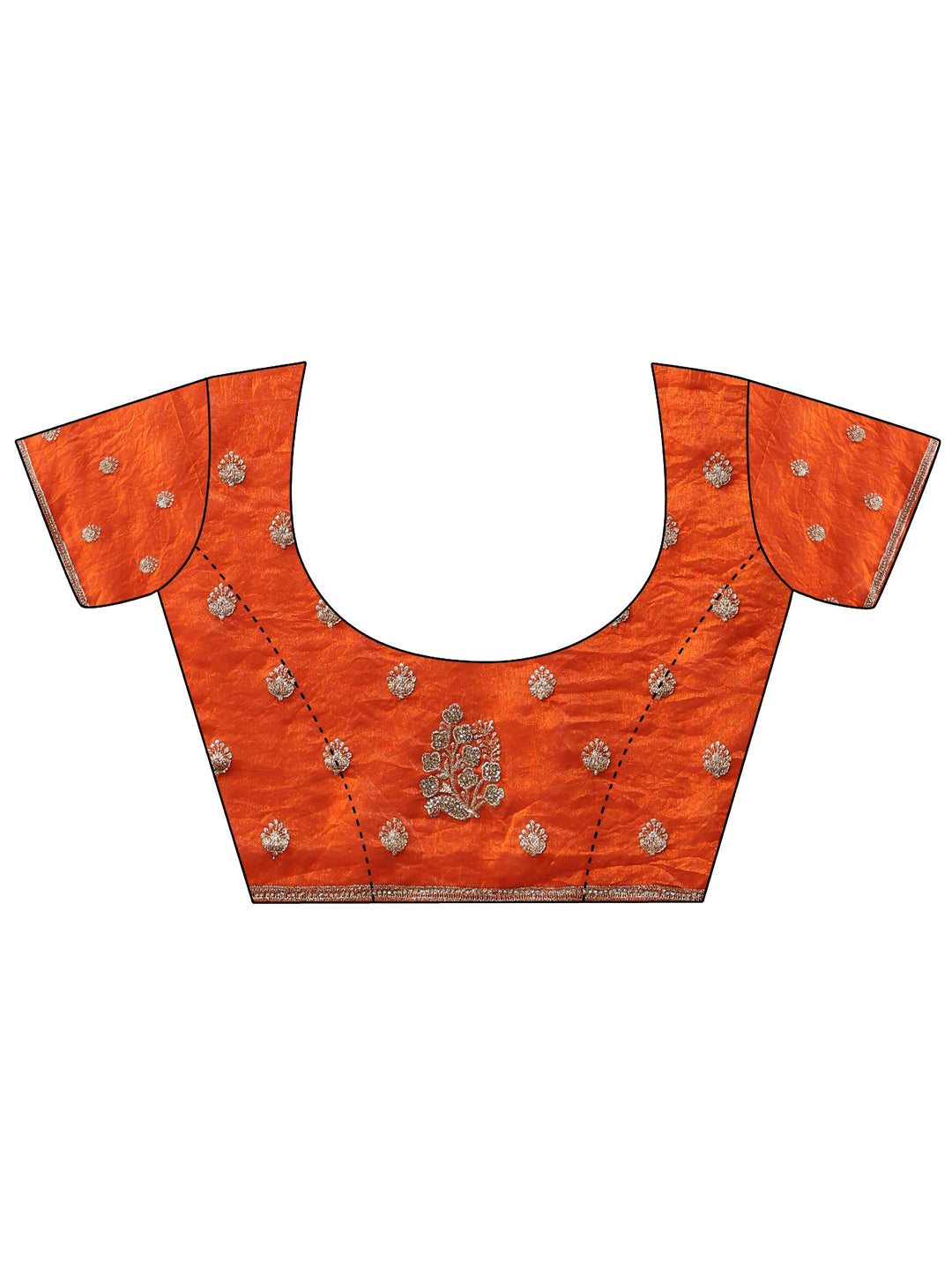  Burnt Orange Floral Embellished Tissue Saree 