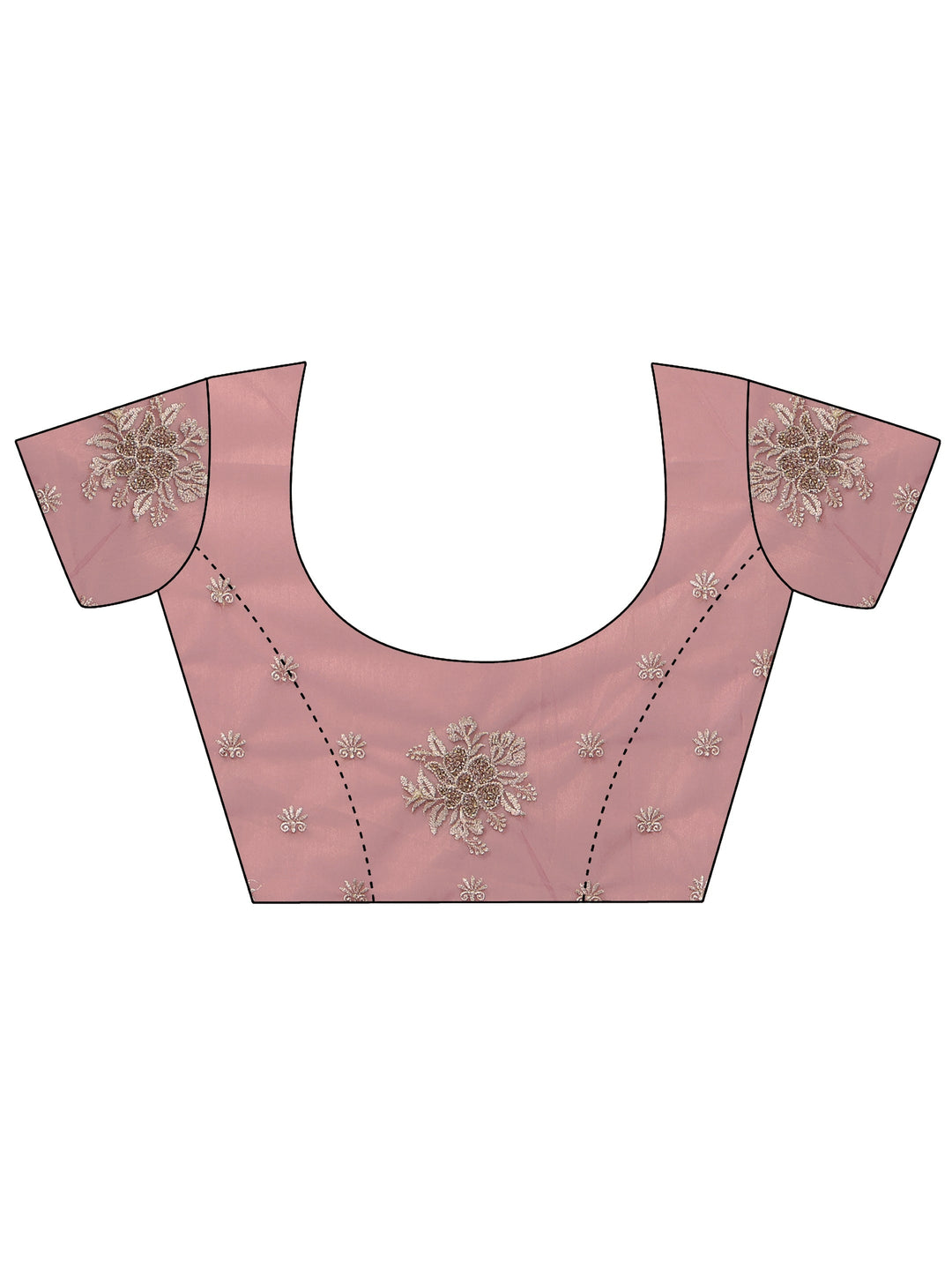  Blush Pink Floral Embellished Net Saree 