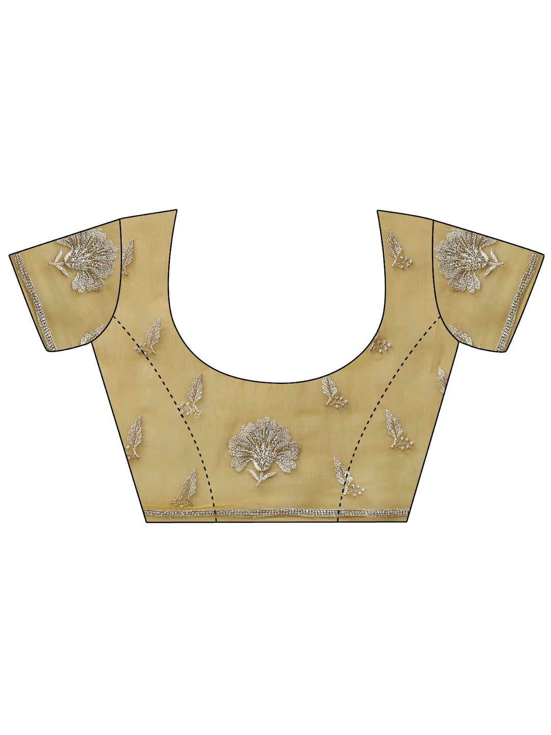  Mustard Floral Embroidered Chiffon Saree 