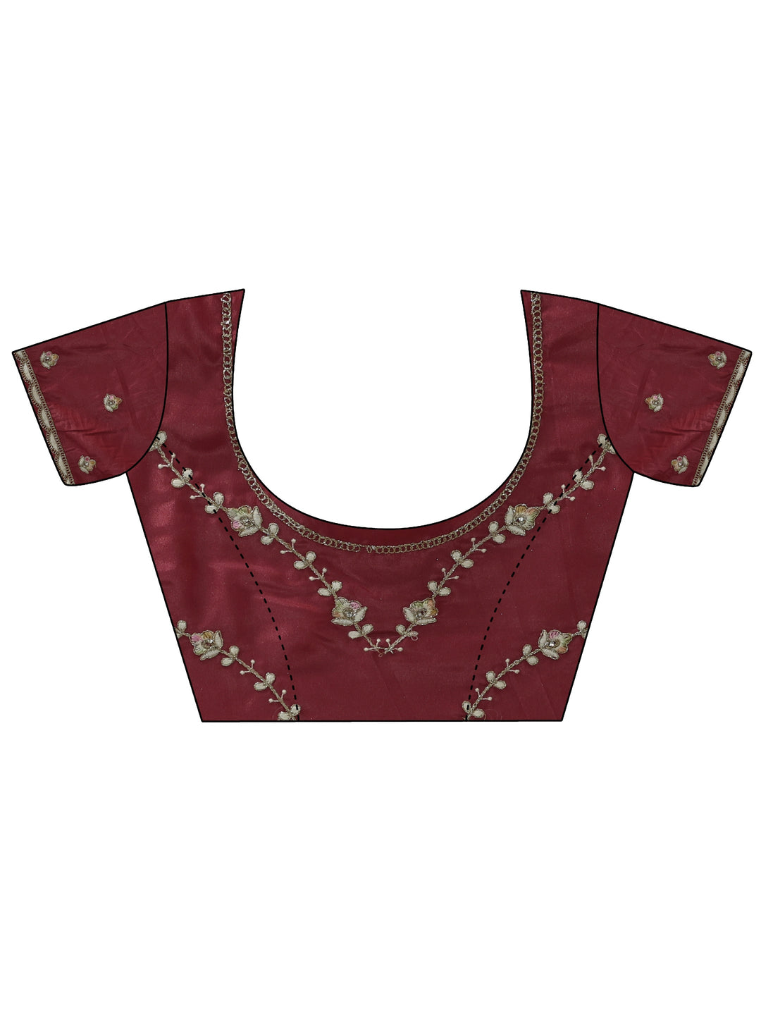  Mauve Floral Embroidered Satin Saree 