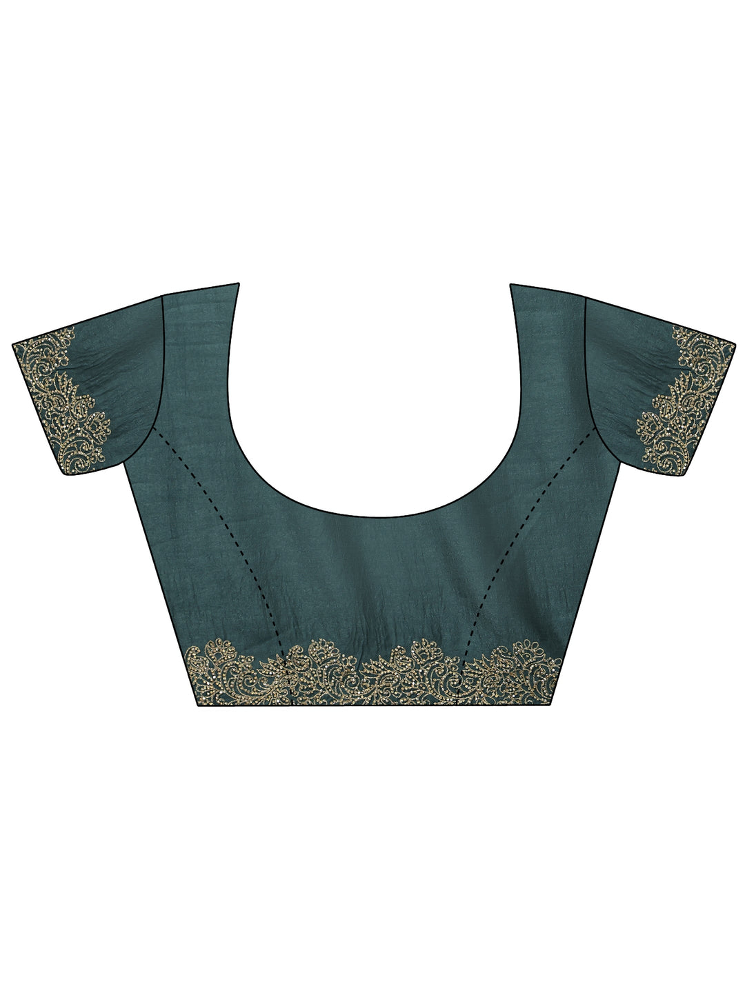  Teal Green Floral Embroidered Silk Blend Saree 