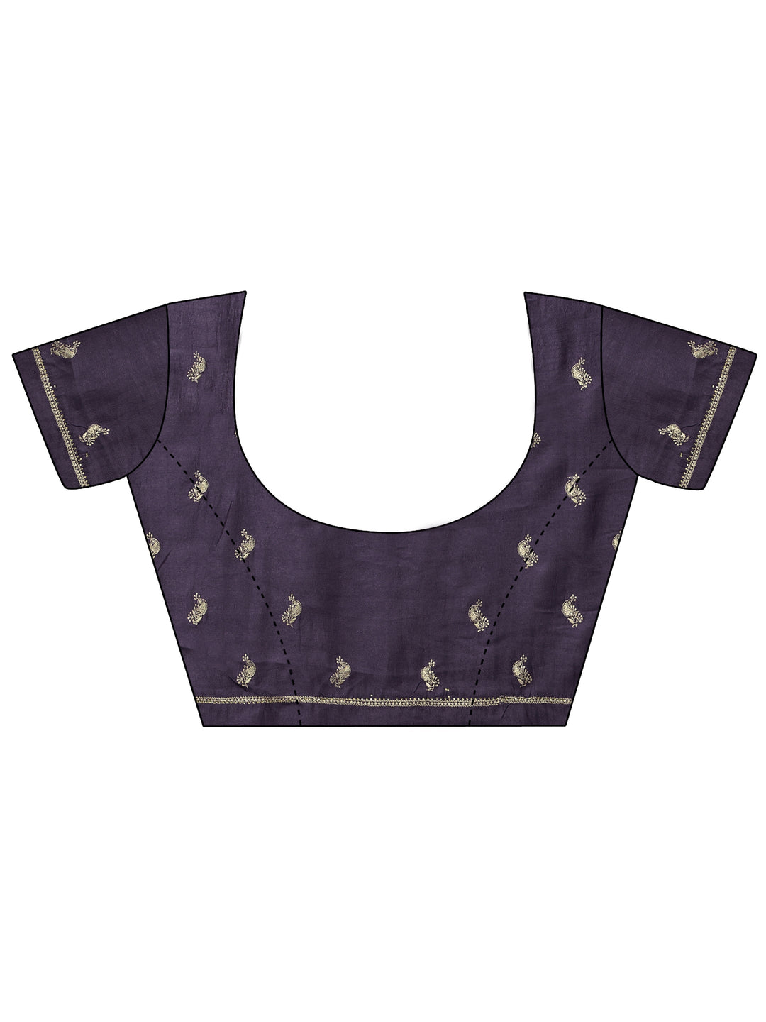  Dark Purple Embroidered Silk Blend Saree 