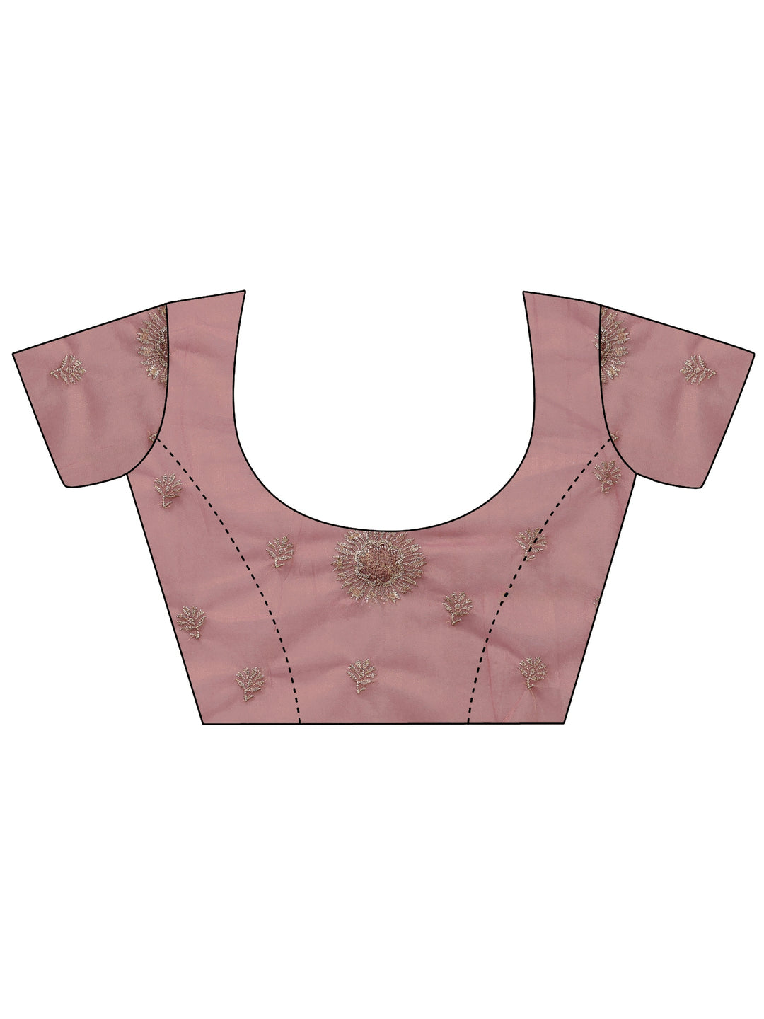  Rose Pink Floral Embroidered Net Saree 